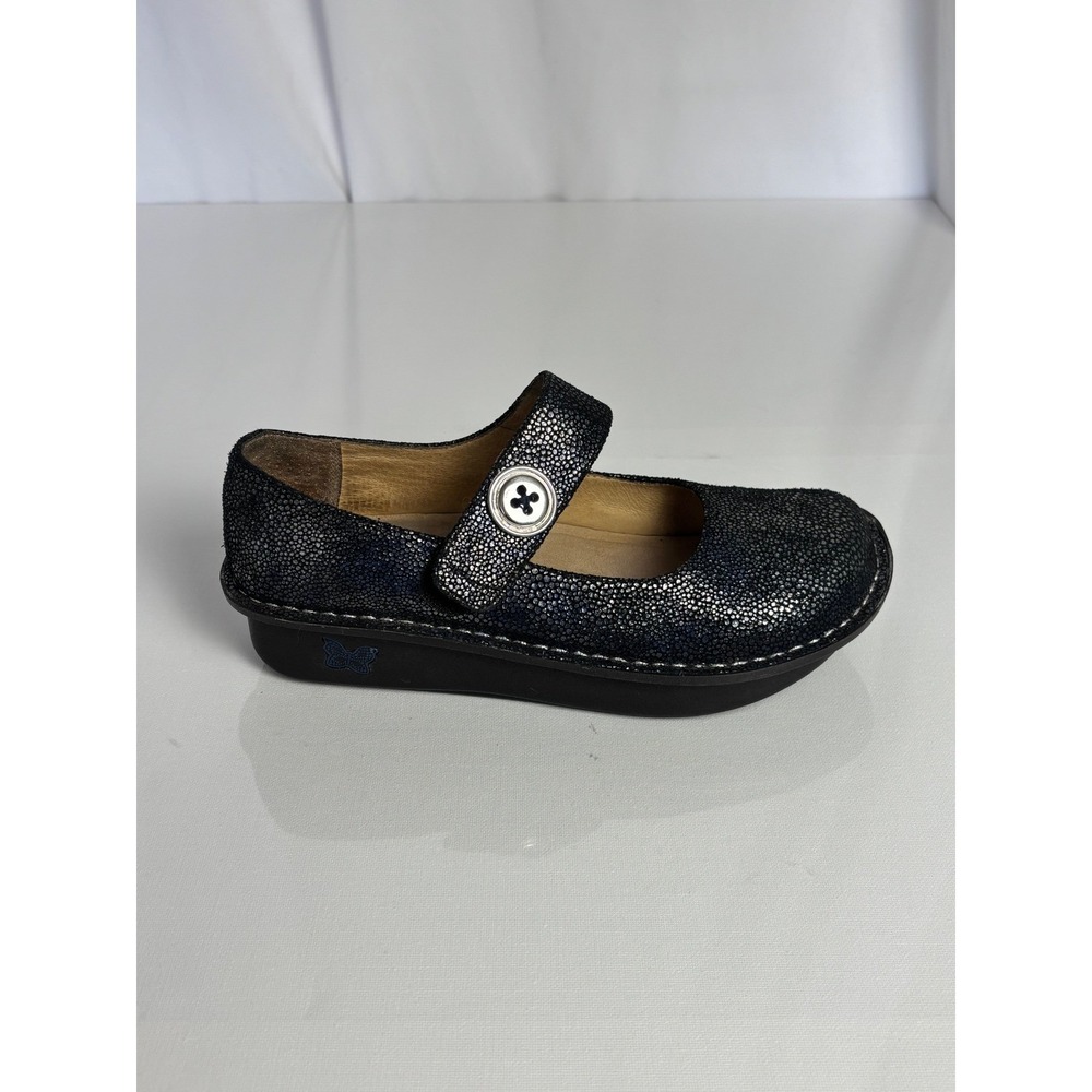 Alegria Paloma Mary Jane Shoes Black Blue Stingray Leather EU 38 US‎ 8-8.5